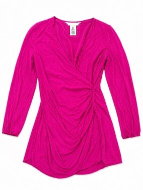 H&M Women’s Hot Pink Wrap Style Long Sleeve Top/Dress Size Large